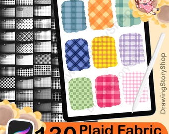 130 Plaid Fabric PROCREATE Brush | Drawing Brush Set | PROCREATE brush set | Illustration | Fabric Texture