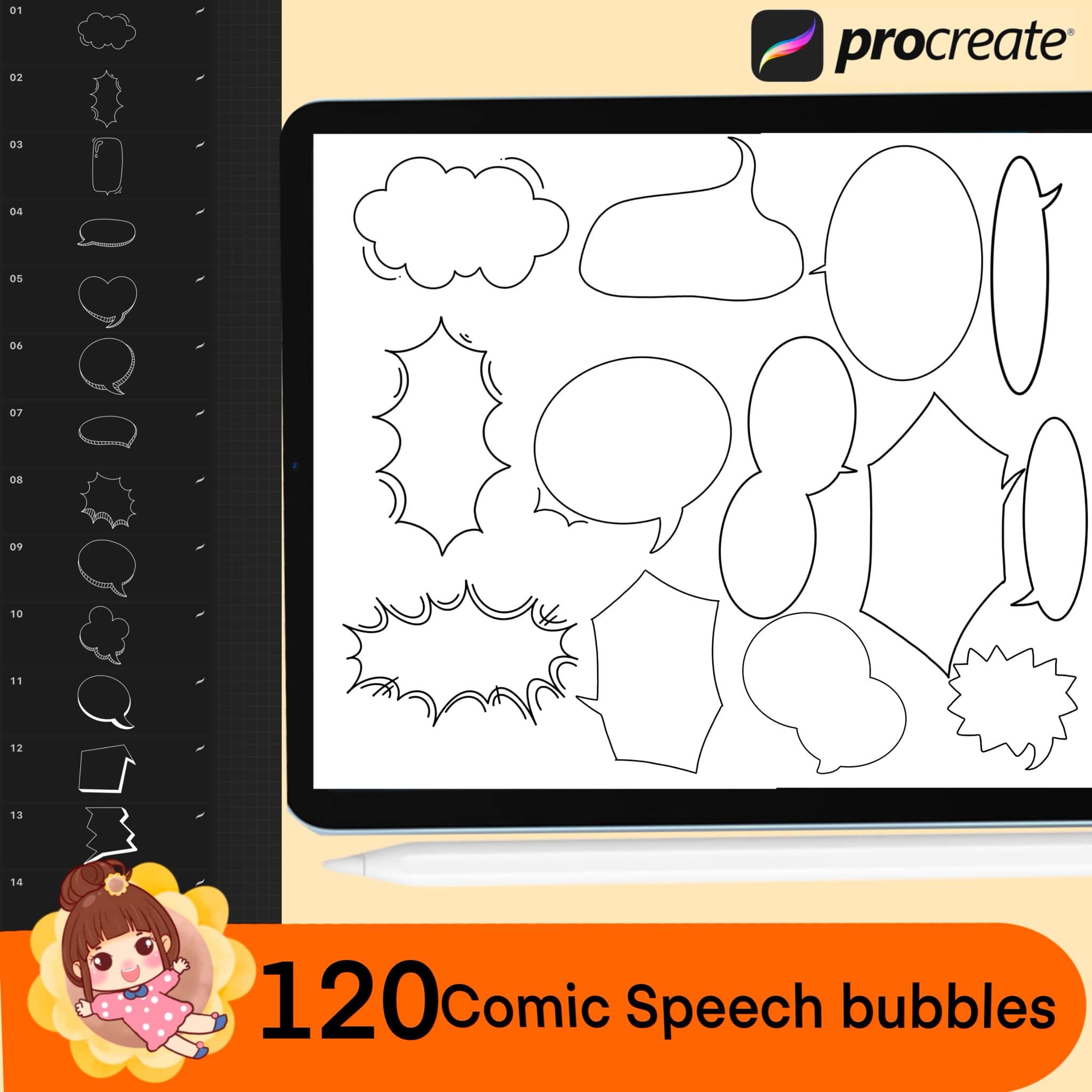 200 Procreate Comic Maker Stamp Brushes, Comic Storyboard Template ...