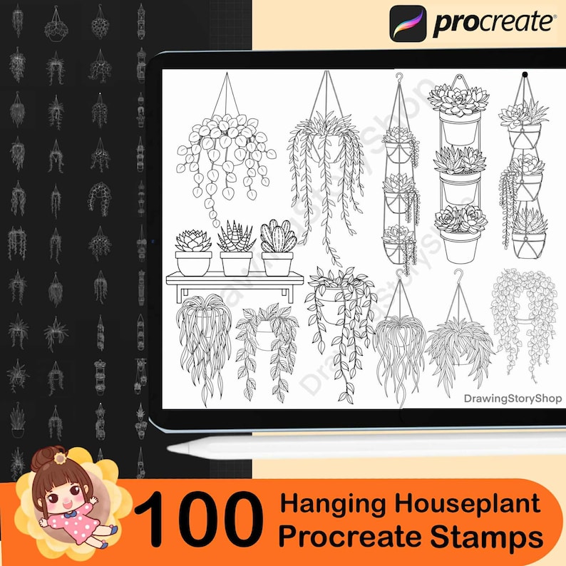 100 Plant Procreate Stamps | Hanging Houseplant Procreate Stamps ...