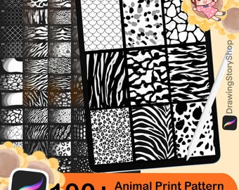 100 Animal Print Pattern Procreate brush Set