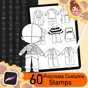 60 Procreate Chibi Clothes Stamp, Chibi Costumes, Clothes Brushes Procreate Chibi Maker Character, Maker Manga Kawaii Cute,Set 2