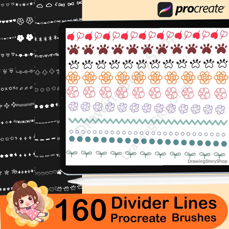 160 Boho Border & Divider Lines Procreate Brush Set - Etsy