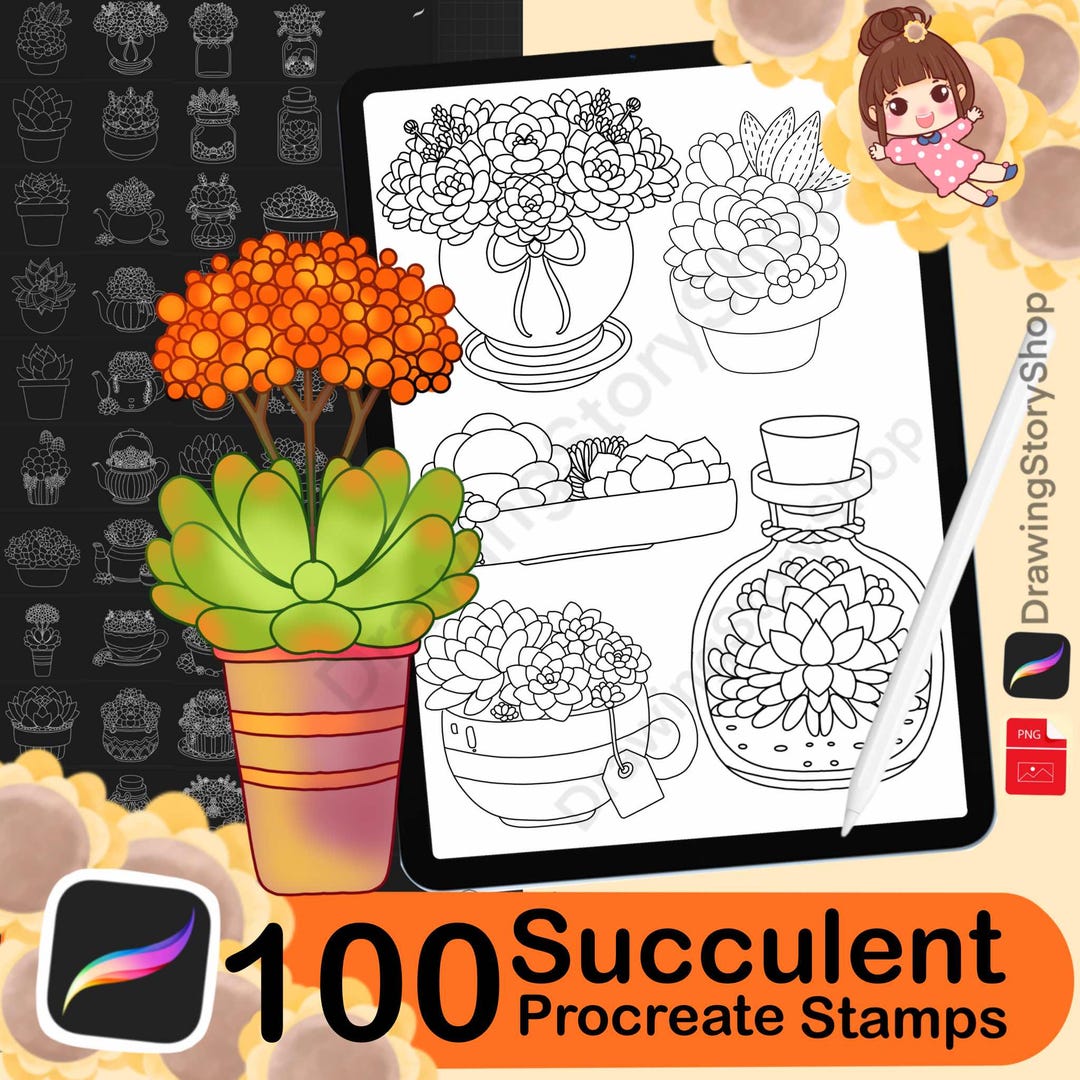 100 Procreate Succulents Stamp Brushes , Procreate Plant Stamps ...