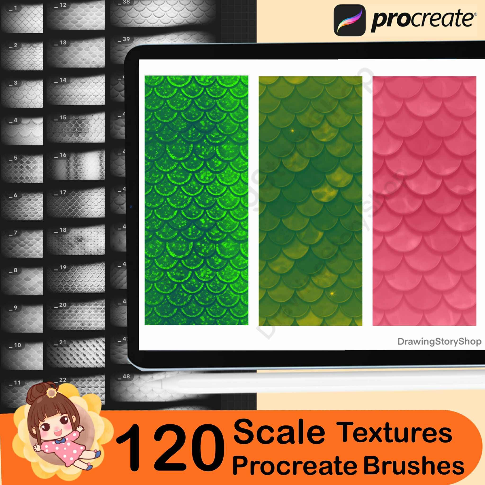 120 Procreate Scale Textures , Mermaid Scale Procreate Texture Seamless ...