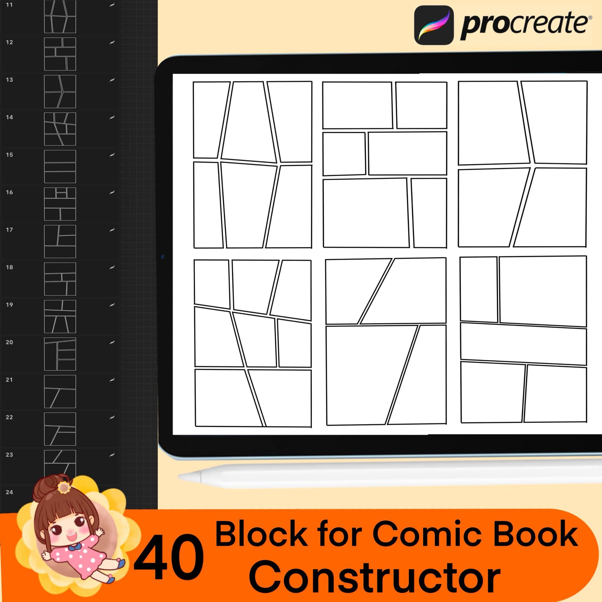 200 Procreate Comic Maker Stamp Brushes, Comic Storyboard Template ...