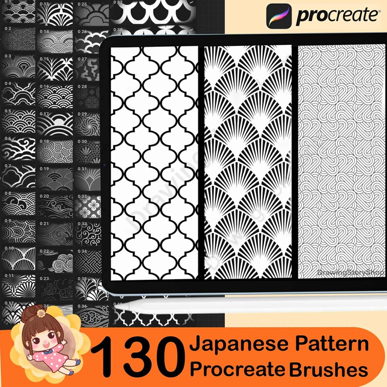 130 Procreate Traditional Japanese Pattern Brushes | Japan Brush for ...