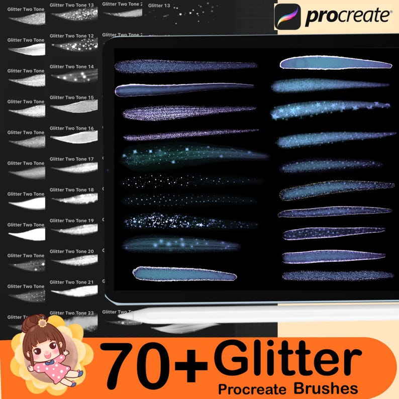 70+ Procreate Brushes GLITTER Brush Procreate Brush Bundle Sparkle ...
