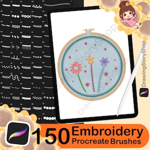 150 Stitch Procreate Brushes, Fabric Seamless Texture Brushes, Clothing Fashion Procreate Brushes, Digital Embroidery Brush Set, Stitching