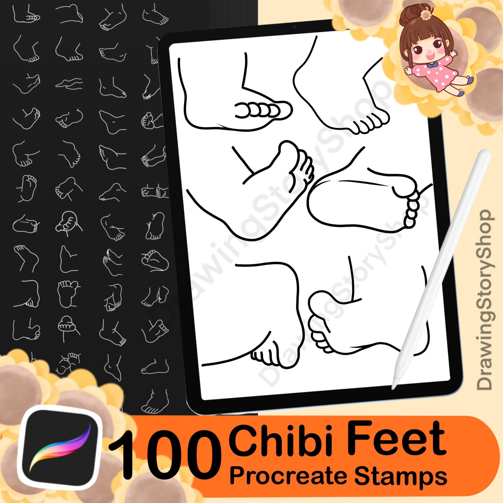 100 Procreate Chibi Feet Stamps | Cartoon Feet Stamp Brushes ...