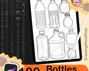 100 Bottle Brush Stamps | Procreate Bottle Brush Stamps | Bottle Procreate Stamps | Procreate Bottle Stamps | Procreate Bottle | Procreate