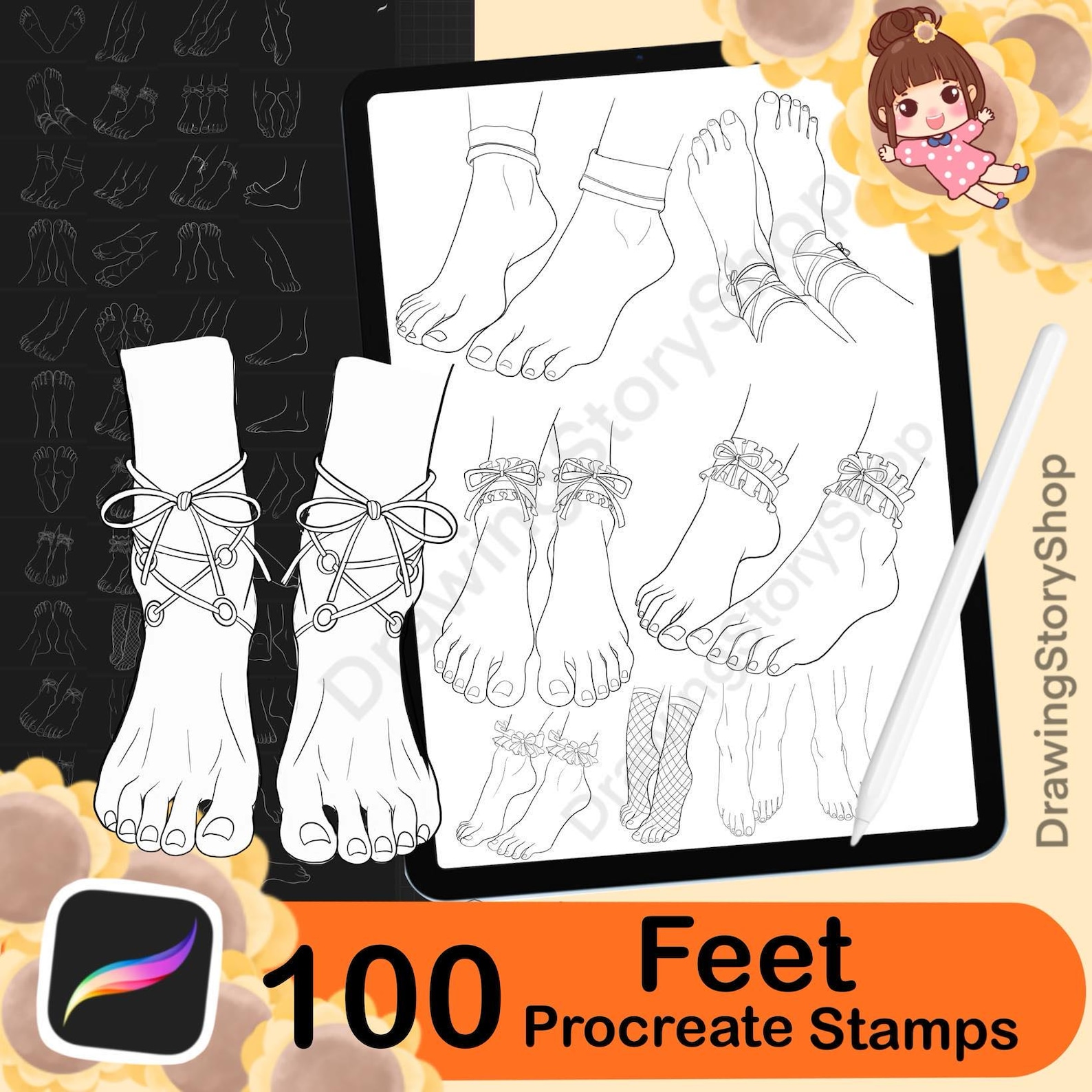 Procreate Legs 100 Procreate Feet Brushes Stamps, Procreate Foot Anatomy Brush Stamp ...
