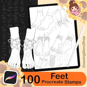 100 Procreate feet brushes stamps, Procreate foot anatomy brush stamp, Procreate poses reference, Procreate leg, body parts stamps