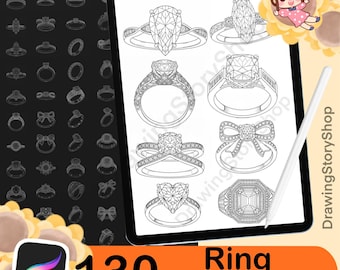 130 Procreate Ring Stamp Brushes | Procreate Wedding Ring Stamps | Procreate Jewelry Brush | Procreate Realistic Ring Stamps