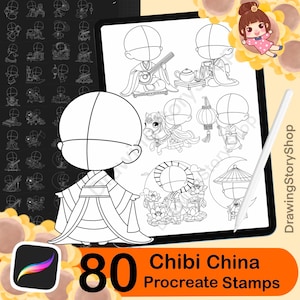 80 Procreate Chibi Ancient Anime Stamps,Chibi China, Base Chibi,Procreate Chibi Poses,Manga Stamps