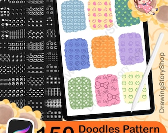 150 Doodles Procreate Stamp Brush set , Kawaii Pattern Brushes