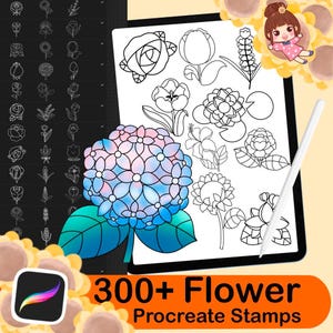 300 Procreate Flower Stamps, Procreate Leaves Stamps, Floral Procreate,Procreate Botanical,Flower Stamps, Procreate Flower Brushes