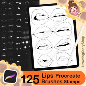 125 Procreate Lip Stamps brushes , Procreate Mouth Stamps, Realistic Lip Brush Set for Anime, Lip Guide Brushes for Procreate