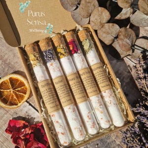 Bath salts. pamper gift set Spa luxury essential oils dried flowers. favors. natural. Bath salt set. Bath salts tube. gift for her