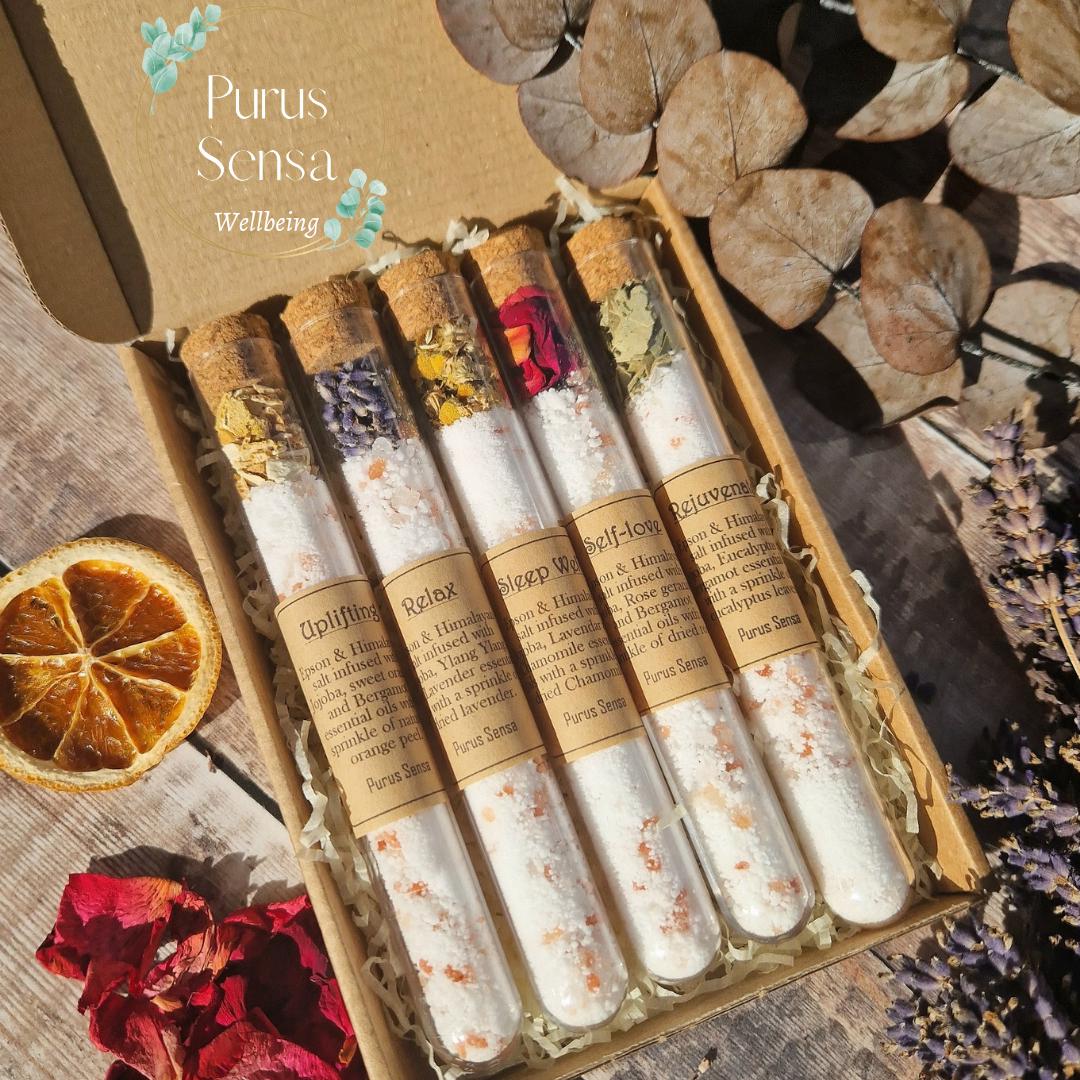 Essential Oil Bath Salts Set, Dried Flowers, Spa Gift - Etsy