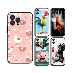 Farm Chicken Rooster beschermhoesjes voor Samsung S25 S24 S23 S22 S21 A55 A35 A25 A15 A54 A53 A14 4G 5G & iPhone 12 13 14 15 16 Pro Max