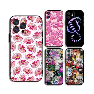 Cheshire Cat Alice in Wonderland cases for Samsung S24 S23 S22 S21 A55 A35 A25 A15 A54 A53 A52 A34 A14 4G 5G & iPhone 11 12 13 14 15 Pro Max