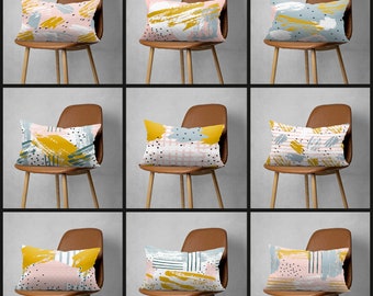 Abstract Colorful Pillow Cover, Decorative Lumbar Pillow, Boho Bedding Home Decor, Housewarming Geometric Cushion, Colorful Throw Pillow