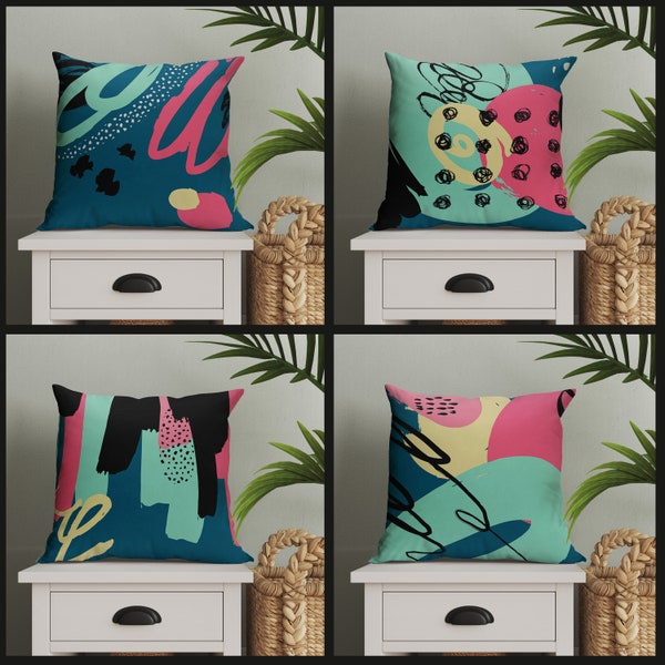 Abstract Sofa Pillow Cover, Modern Art Cushion Cover, Abstract Themed Pillow Topper, Cozy Pillow Sham, Patio Pillowcase, Colorful Home Decor