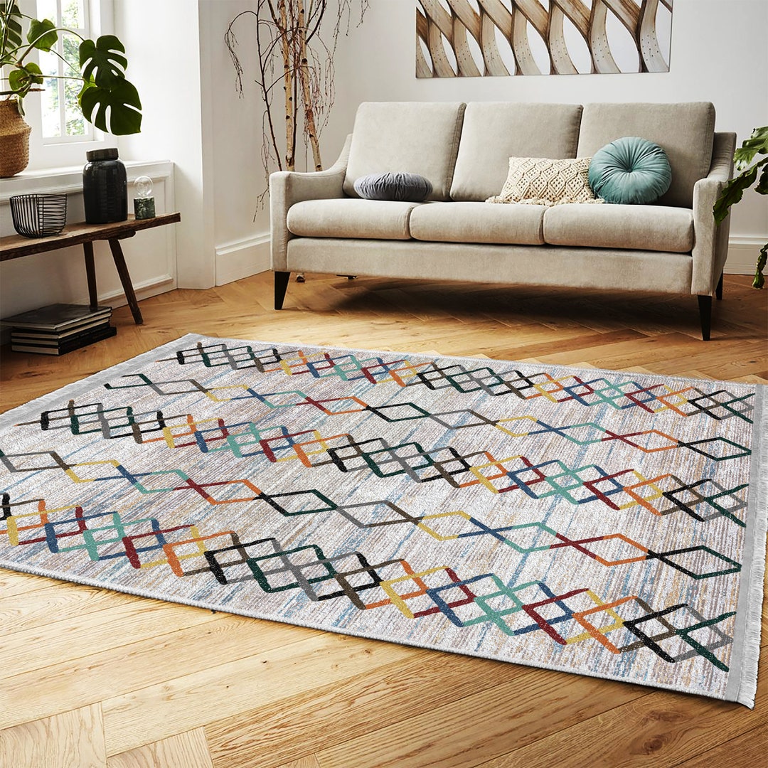 Picture of Scandinavian Style Living Room Rugs,bohemian Machine Washable Rug,non ...