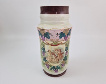 Large Antique Opaline vase hand-painted