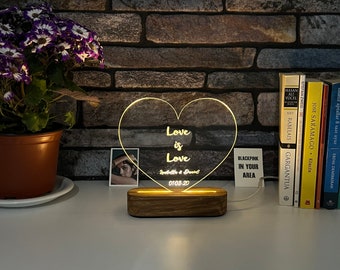 Custom Design Heart-Shaped Plexiglass Lamp - Mother's Day Gift - Personalized Lighting - Valentine's Day Gift - Children's Room Decoration