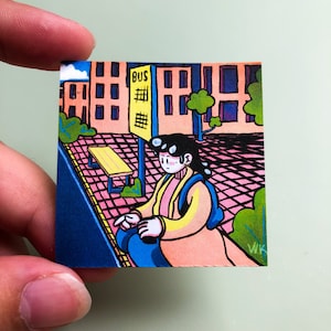 Waiting for the bus sticker
