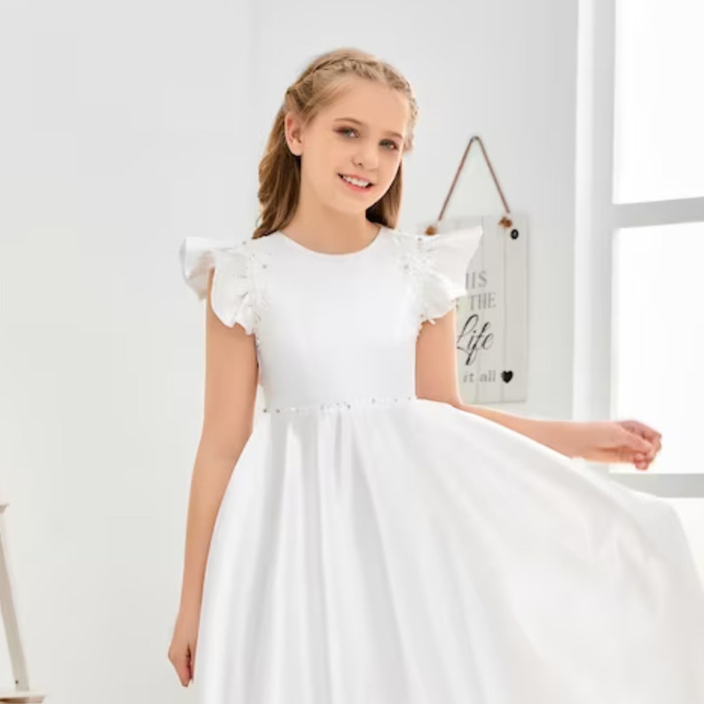 Handmade Flower Girl Dress Elegant First Communion Wedding Party Princess Ball Gown for Girls Flower Girls Dresses for Unforgettable Wedding zdjęcie 8