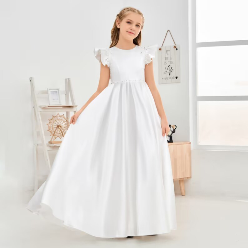 Handmade Flower Girl Dress Elegant First Communion Wedding Party Princess Ball Gown for Girls Flower Girls Dresses for Unforgettable Wedding zdjęcie 3