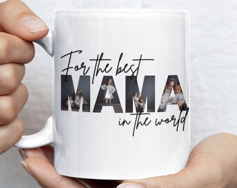 Personalized Mama Coffee Mug with Photos - Perfect Gift for Mothers, Customizable Letter & Picture Cup