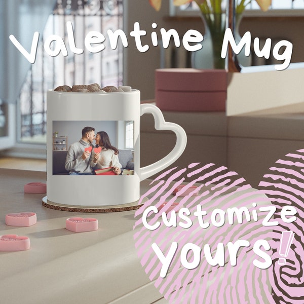 Personalized Heart-Shaped Mug for Valentine's Day - Custom Photo & Text Gift for Partner