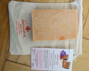 Saffron and cream soap artisan handmade free from SLES SLS and parabens coconut oil basis