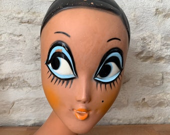 Vintage Mannequin HUARD TWIGGY Display Head, Shop Display Head, 70's Decor