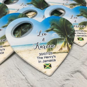 Jamaica Wedding Magnet Favors: Beach Bottle Opener Save the Date