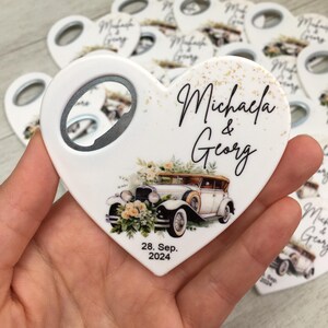 Bottle Opener Wedding Favors, Wedding Favors for Guests, Custom Gift Favor, Heart Shape Wedding Magnet, Save The Date Magnets, Gift Magnet