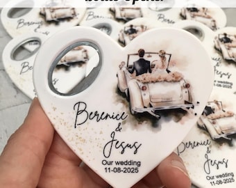 Personalisierte Magnet Flaschenöffner Hochzeit Gastgeschenk: Rustikales Dankeschön