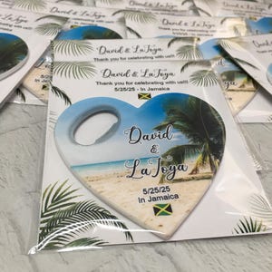 Jamaica Themed Wedding Magnet Favors | Jamaican Bottle Opener Save the Date Favor, Jamaica Destination Gift, Custom Name Souvenir for Guests