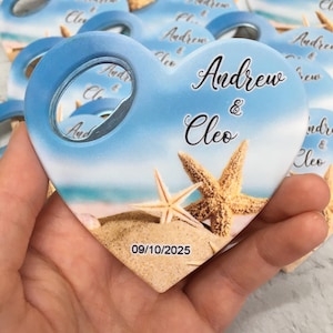 Beach Wedding Favor: Custom Bottle Opener Magnet - Nautical Keepsake