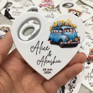 Bottle Opener Wedding Favors, Wedding Favors for Guests, Custom Gift Favor, Heart Shape Wedding Magnet, Save The Date Magnets, Gift Magnet