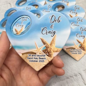 Beach Wedding Favor Magnet: Personalized Save The Date Bottle Opener
