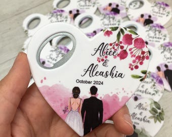 Custom Heart Bottle Opener Magnet: Wedding Favor, Save the Date