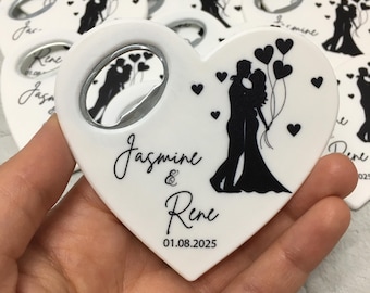 Personalized Wedding Favor Magnet: Rustic Wood Keepsake with Names & Date