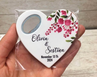 Personalized Heart Bottle Opener Magnet: Wedding Favors for Guests