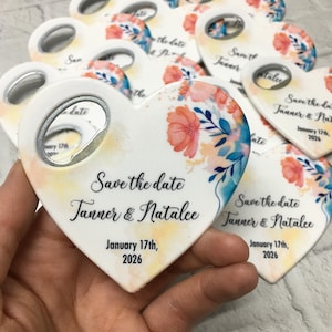 Flaschenöffner Hochzeit Gastgeschenke für Gäste in loser Schüttung, Save the Date Magnet, Herzform Hochzeitsmagnet, Hochzeit Souvenirs, Custom Wedding Favor