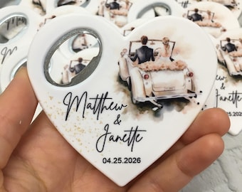 Personalized Wedding Magnet Favors: Bottle Opener, Custom Keepsake