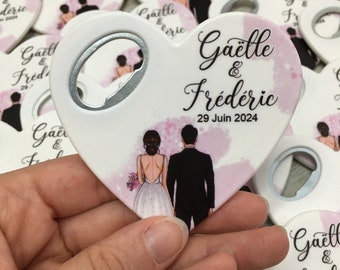 Heart Bottle Opener Wedding Favors: Personalized Save the Date Magnet